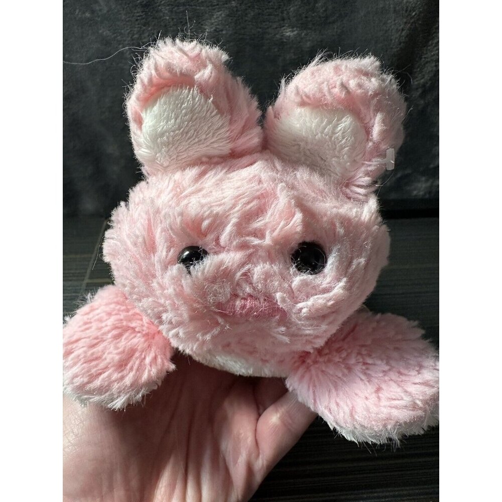 8" Animal Adventure Plush Pink White Plush Laying Easter‎ Bunny Stuffed Rabbit